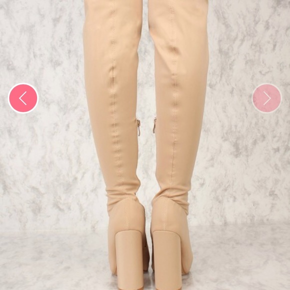 Lycra Peep Toe Thigh Boots Women's Size 6 - Picture 4 of 4